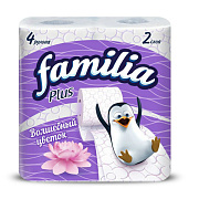 FAMILIA Plus Туалетная бумага 2 слоя Волшебный цветок 4 шт/16