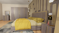 Спальня Аллегро (шкаф 6 дверный, кровать 180*200 см, комод с зеркалом, 2 тумбы, скала)