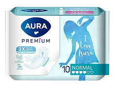 AURA  PREMIUM Прокладки гигиенические Normal 10 шт/24