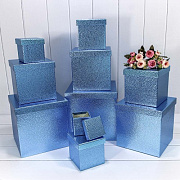 Набор коробок Куб 10в1 26.5*26.5*26.5 см Кожа крокодила синий/1