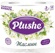 PLUSHE Туалетная Бумага Deluxe Light Жасмин 4 рулона 3 слоя/12