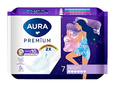 AURA  PREMIUM Прокладки гигиенические Night 7 шт/24