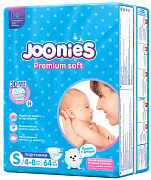 Joonies Подгузники Premium Soft S 4-8 кг 64 шт/4