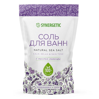 SYNERGETIC Соль для ванн с маслом лаванды 1 кг/6