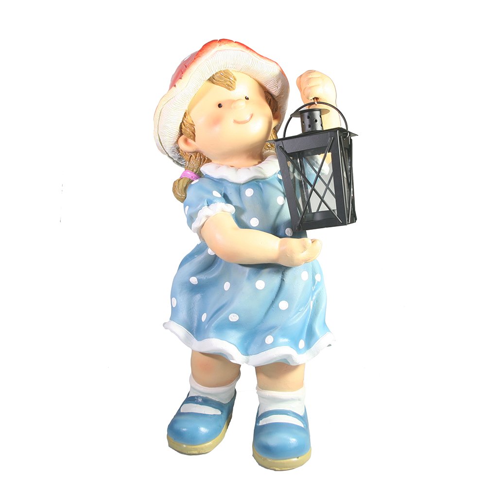 Фигура декоративная Девочка-грибочек с фонарем L18W16H44 см