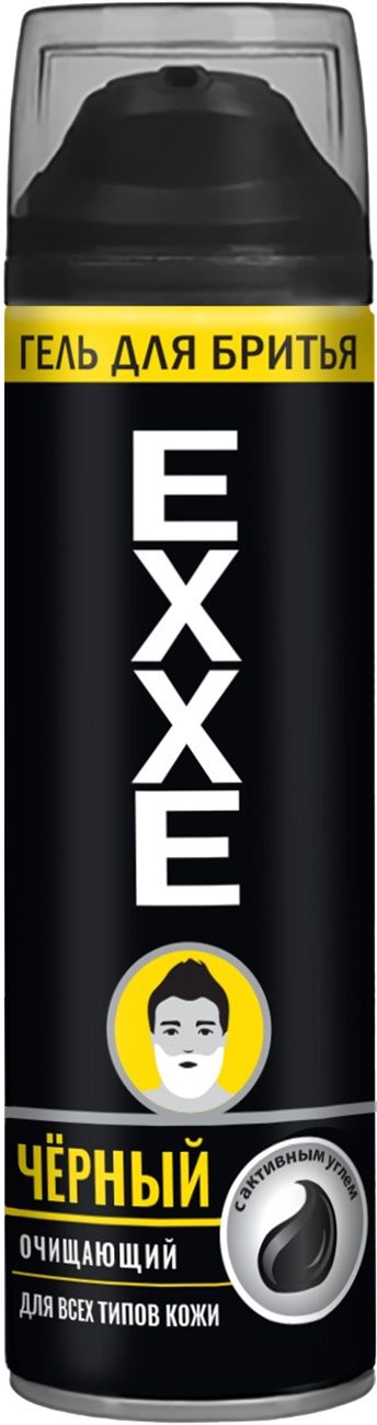EXXE Гель для бритья Черный для всех типов кожи 200 мл С активным углем/24