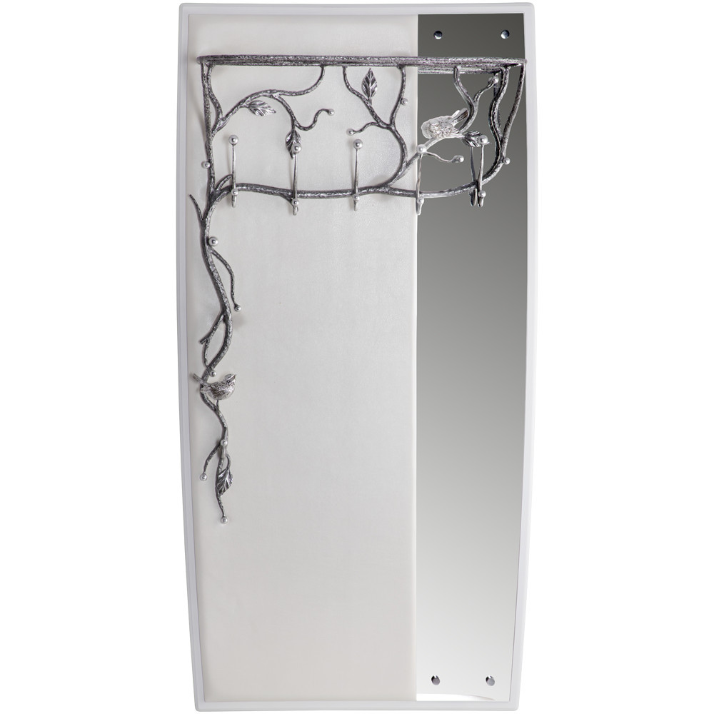 Вешалка настенная Терра с зеркалом АйсБЛ-ИК-Fusion-white ковка Античное серебро АСр 72*140*28 см