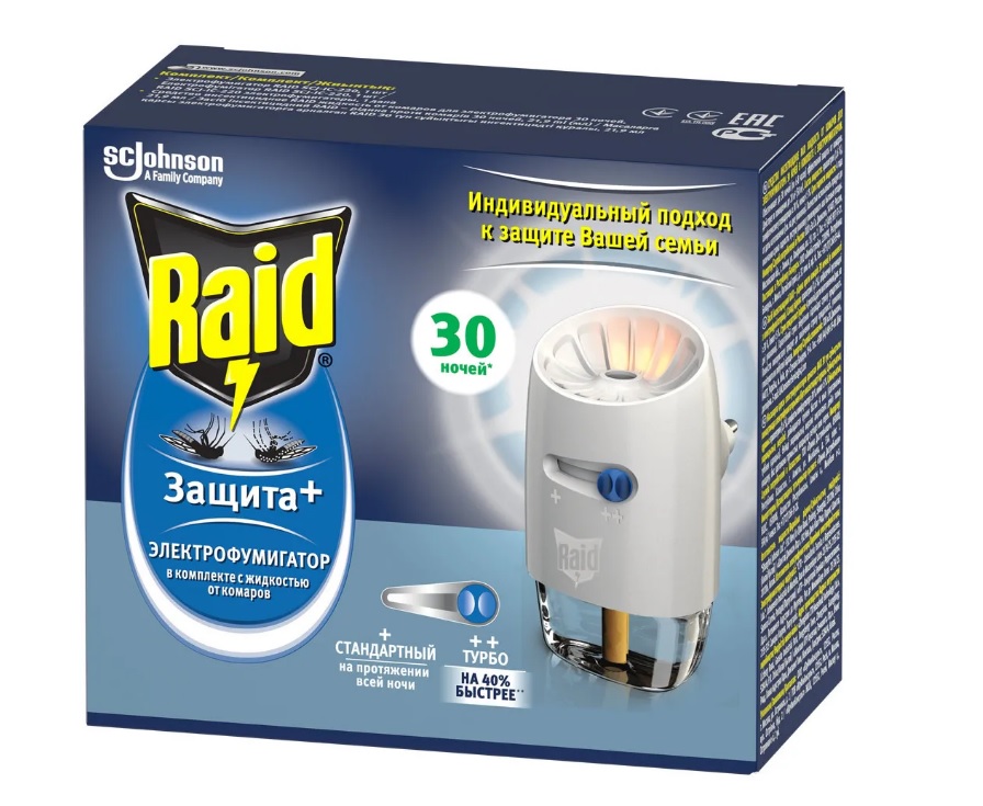 RAID Электорофумигатор+жидкость без запаха на 30 ночей/12