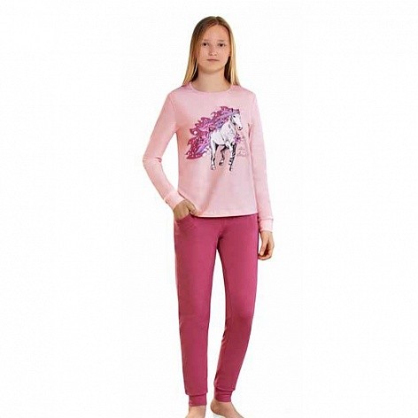Пижама для девочки длинный рукав Baykar 9156-226 розовый
