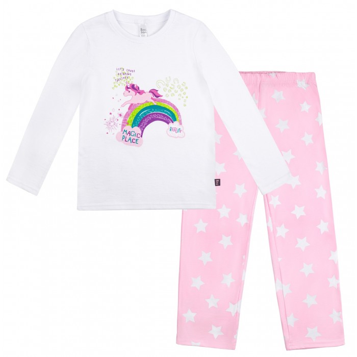 Пижама для девочки 362К-151 белый/розовый
