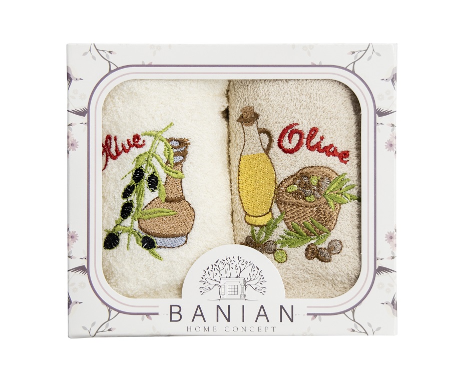 Полотенце кухонное Banian 2 шт 30*50 вышивка оливки
