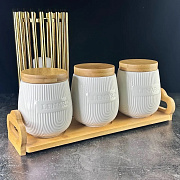 Bamboo Набор банок на подставке 3 шт 1 л/8