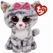 Мягкая игрушка Beanie Boo's Kiki Кошка с бантиком 40 см серый