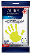 AURA Салфетки влажные Antibacterial Derma Protect 15 шт/24