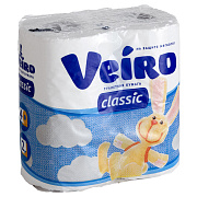 VEIRO Туалетная бумага классик белая 17.5 м 4 рул/2 слоя /12