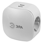 Тройник ЭРА SP-3e-USB-2А 3 гн + 2xUSB с заземления со шторками черный