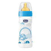 Chicco Бутылочка Well Being Boy с 4 месяцев латексная соска РР 330 мл 5115