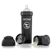 Антиколиковая бутылочка Twistshake для кормления 330 мл черный супергерой