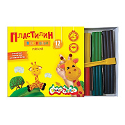 Каляка-маляка Пластилин восковой 12 цветов со стеком ассорти
