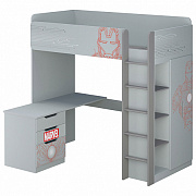 Кровать-чердак Polini kids Marvel 4355 Железный человек с письменным столом и шкафом