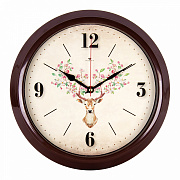 Часы настенные Олень в цветах 3024-010 30 см коричневый