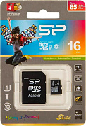 Карта памяти microSDHC Silicon Power UHS-I 16Gb Class10 + SD adapter