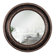 Зеркало настенное в круглом корпусе 60 см черный с бронзой