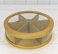Коробка Круглая 35*10 см сборная золотистый/14