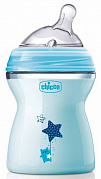 Chicco Бутылочка Natural Feeling 0 месяцев силиконовая соска с наклоном и флексорами голубая 150 мл