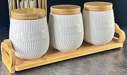 Bamboo Набор из 3 банок 600 мл на подставке/10