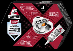РАПТОР Система ликвидации тараканов муравьев 4 ловушки+гель/12