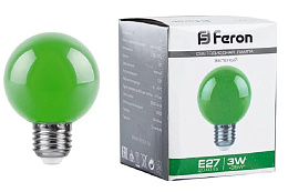 Лампа светодиодная Feron LB-371 3W 230V E27 шар зеленый G60
