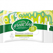 GREEN DAY Салфетки влажные Зеленый чай 15 шт/36
