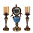 Часы настольные декоративные с подсвечниками набор из 3-х предметов L24/12 W16/12 H50/43 см