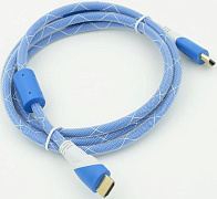 Кабель HDMI (m)/HDMI (m) 1.8 позолоченные контакты blue white