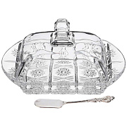 Масленка Muza Crystal 17,5*10,5 см высота 9 см+ Нож/2