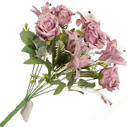 Цветок декоративный Букет роз 40 см сиреневый Y3-1540/50