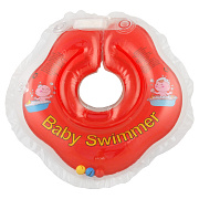 Круг для купания Baby Swimmer 3-12 кг красный полуцвет+внутри погремушка