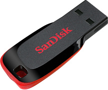 Флеш диск Sandisk 64Gb Cruzer Blade SDCZ50-064G-B35 USB2.0 Black/Red