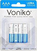 Батарейка Voniko Alkaline Ultra ААА LR03 BL4 1.5 v 4 шт/120