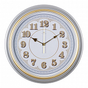Часы настенные Классика Рубин круг 35 см 3527-139 серебрянная с золотым кольцом